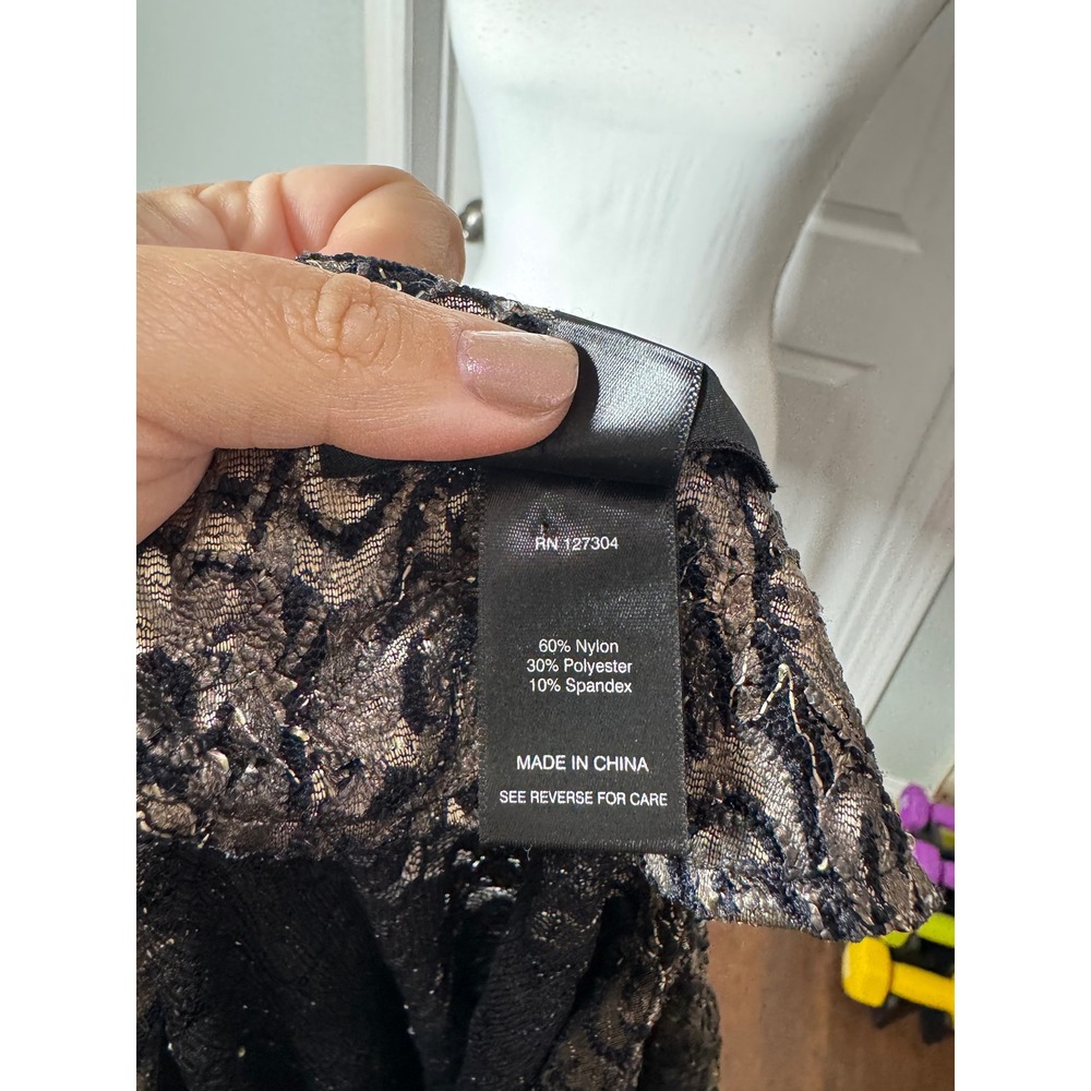 Ali Miles Metallic Gold Black Lace Cardigan Jacket 2X Gold Excellent Art To Wear - Picture 7 of 8